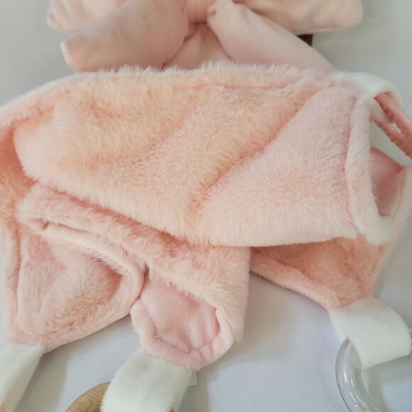 DreamGro Pink Bow Plush Lovey Coquette Blanket Baby  Activity Toy Teether Girly - Picture 8 of 13